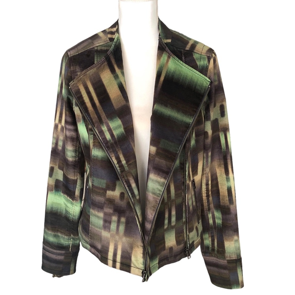 Hilton Hollis Green & Black Tailored Double Zip Blazer Size 8 - Picture 3 of 13